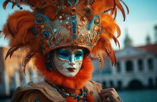 ai generato un artista indossare carnevale abiti foto