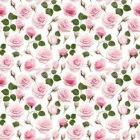 ai generato fresco rosa Rose senza soluzione di continuità modello sfondo foto