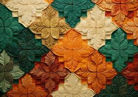 ai generato un ornamentale trapunta di trifoglio ornamentale patchwork foto