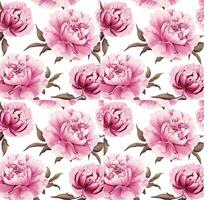 ai generato rosa fiori modello con verdura senza soluzione di continuità modello sfondo foto