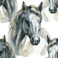 senza soluzione di continuità modello con ritratti di bianca cavalli. mano disegnato acquerello. foto