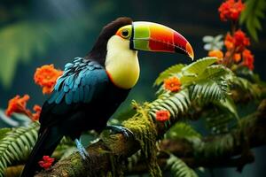 ai generato natura viaggio nel centrale America chiglia fatturato tucano nel panama foreste Paradiso ai generato foto