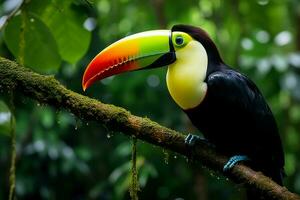 ai generato natura viaggio nel centrale America chiglia fatturato tucano nel panama foreste Paradiso ai generato foto