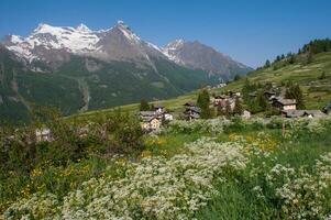 un' montagna gamma nel il sfondo foto