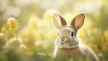 ai generato Pasqua coniglietto con bellissimo primavera natura. ai generato foto