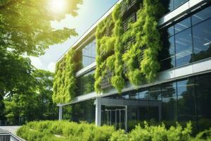 ai generato ufficio edificio con verde ambiente. ai generato foto