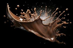 ai generato spruzzo di cioccolato o cacao. generativo ai foto