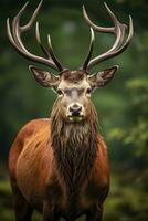 ai generato vicino su di rosso cervo cervo. ai generato foto