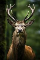 ai generato vicino su di rosso cervo cervo. ai generato foto