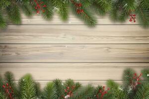 ai generato Natale e nuovo anno di legno sfondo. ai generato foto