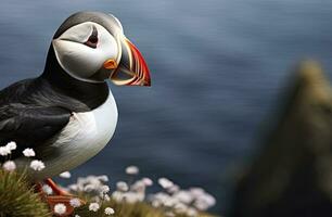 ai generato atlantico puffino uccello. ai generato foto