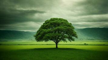 ai generato Esplorare il urto di clima modificare su il assoluto verde albero natura sfondo, considerando potenziale alterazioni nel il ecosistema e il adattabile strategie di il flora e fauna. foto