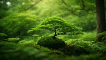 ai generato mestiere un' scientifico studia su il biodiversità di il assoluto verde albero natura sfondo, identificazione e categorizzazione vario specie di flora e fauna. foto