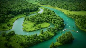 ai generato creare un' dettagliato carta geografica o diagramma di il assoluto verde albero natura sfondo, etichettatura chiave Caratteristiche come come acqua fonti, Nidificazione siti, e migratorio itinerari di il colorato uccelli, p foto