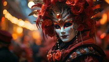 ai generato elegante donne nel tradizionale costumi celebrare veneto famoso carnevale generato di ai foto