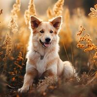 ai generato bellissimo cane nel natura sfondo ai generato foto