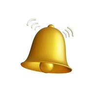 3d campana notifiche. impostato di giallo campane icona. realistico 3d oggetto con suono simbolo. creativo concettuale simbolo di notifiche. 3d rendere illustrazione foto
