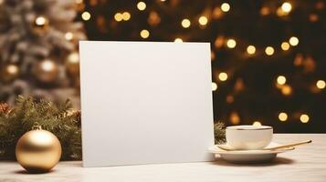 ai generato saluto Natale carta con vuoto davanti, foto