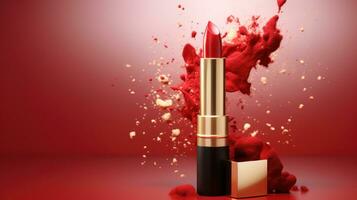 ai generato commerciale copertina design di rossetto con copia spazio foto