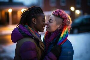 ai generato lgbt lesbica coppia amore momenti felicità.lgbt relazione concetto foto