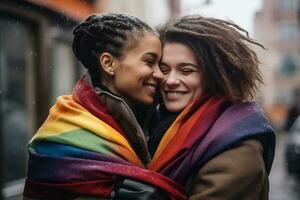 ai generato lgbt lesbica coppia amore momenti felicità.lgbt relazione concetto foto