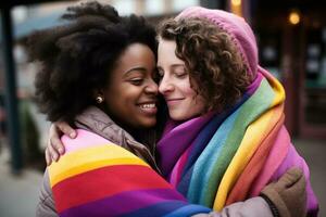 ai generato lgbt lesbica coppia amore momenti felicità.lgbt relazione concetto foto