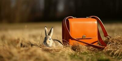 ai generato il piccolo arancia pelle Borsa, foto