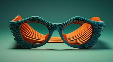 ai generato il occhiali da sole siamo nel un' forma di arancia e blu, foto