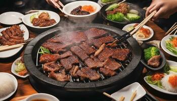 ai generato frizzante coreano bbq foto