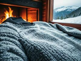 ai generato calore e comfort nel il accogliente cabina. ai generato. foto