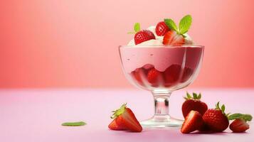 ai generato cremoso fragola dolce cibo foto