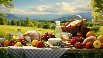 ai generato spuntini mangiare picnic cibo foto