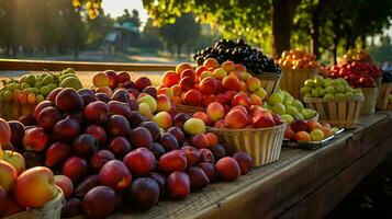 ai generato frutta frutteti terreni agricoli paesaggio foto