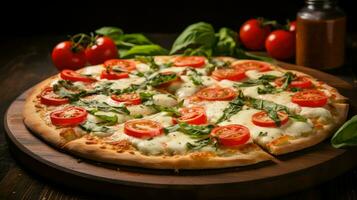 ai generato formaggio Margherita Pizza cibo foto