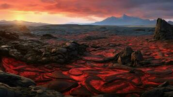 ai generato vulcanico lava altopiano paesaggio foto