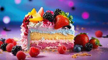 ai generato vaniglia buongustaio torta cibo foto