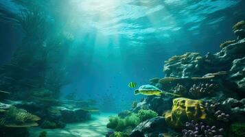 ai generato oceano sottomarino canyon paesaggio foto