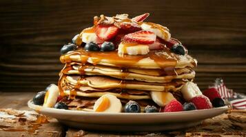 ai generato sciroppo americano pancake cibo foto