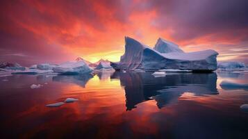 ai generato artico blocchi iceberg paesaggio foto