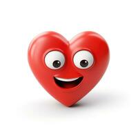 ai generato cartone animato stile rosso cuore emoji isolato bianca sfondo foto