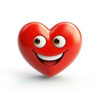 ai generato cartone animato stile rosso cuore emoji isolato bianca sfondo foto