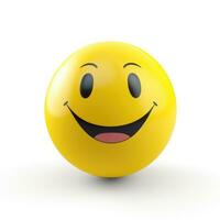 ai generato giallo emoji con smiley viso su bianca sfondo foto
