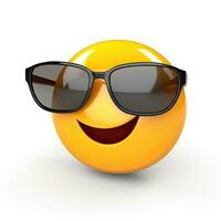 ai generato sorridente emoji con occhiali da sole isolato su bianca sfondo foto