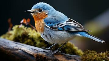 ai generato bellissimo blu oltremare pigliamosche uccello foresta natura fauna foto