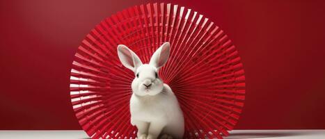 ai generato Cinese nuovo anno, anno di il coniglio Festival sfondo con copia spazio foto