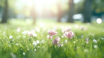 ai generato fiori, sfondo Immagine, fiore campo, luminosità, freschezza, scenario, paesaggio, natura foto