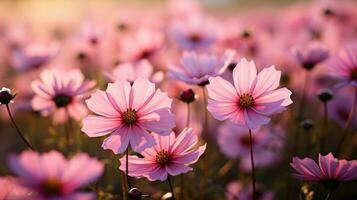 ai generato fiori, sfondo Immagine, fiore campo, luminosità, freschezza, scenario, paesaggio, natura foto