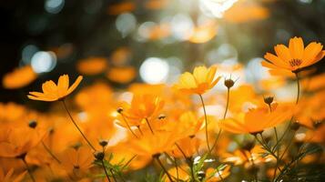 ai generato fiori, sfondo Immagine, fiore campo, luminosità, freschezza, scenario, paesaggio, natura foto