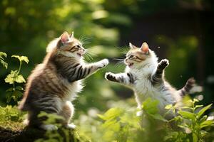 ai generato giocando con gatti infinito felino divertimento foto