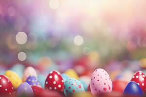 ai generato colorato Pasqua uovo sfondo con copia spazio, ai generativo foto